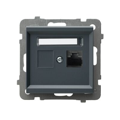 Gniazdo komputerowe pojedyncze RJ45 kat. 6, MMC Szary grafit - GPK-1R/K6/m/73 Sonata