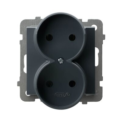 Gniazdo podwójne bez uziemienia Szary grafit - GP-2RR/m/73 Sonata