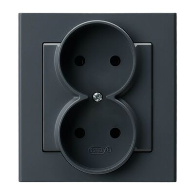 Gniazdo podwójne bez uziemienia kompletne Szary grafit - GP-2R/73 Sonata