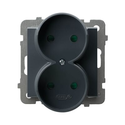 Gniazdo podwójne bez uziemienia z przesłonami Szary grafit - GP-2RRP/m/73 Sonata