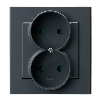 Gniazdo podwójne bez uziemienia z przesłonami kompletne Szary grafit - GP-2RP/73 Sonata