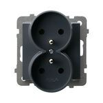 Gniazdo podwójne z uziemieniem Szary grafit - GP-2RRZ/m/73 Sonata