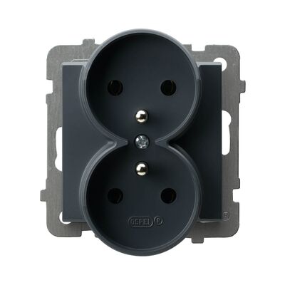 Gniazdo podwójne z uziemieniem Szary grafit - GP-2RRZ/m/73 Sonata