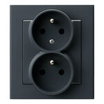 Gniazdo podwójne z uziemieniem z funkcją niezamienności faz kompletne Szary grafit - GP-2RC/73 Sonata