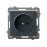 Gniazdo pojedyncze bez uziemienia z przesłonami Szary grafit - GP-1RP/m/73 Sonata