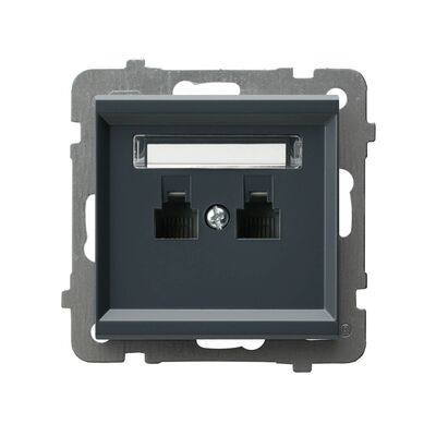 Gniazdo telefoniczne podwójne równoległe Szary grafit - GPT-2RR/m/73 Sonata