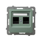 Gniazdo komputerowe podwójne RJ45, kat.6 Zielony mat Ospel As
