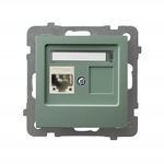 Gniazdo komputerowe pojedyncze RJ45, kat.6, ekranowane Zielony mat Ospel As