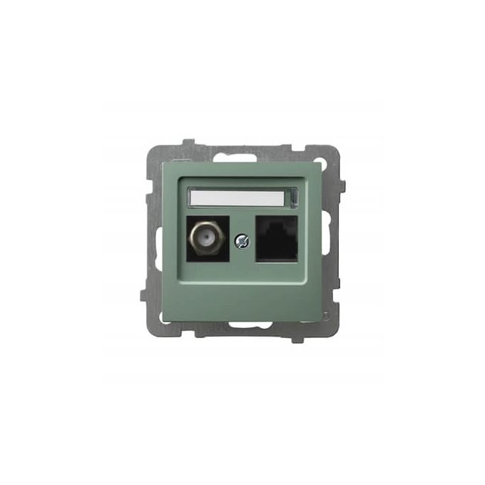 Gniazdo komputerowo-antenowe RJ45, kat.5e Zielony mat Ospel As
