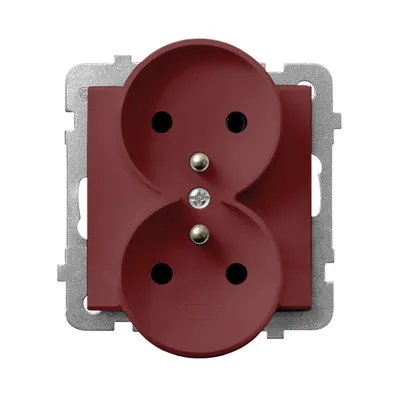 Gniazdo podwójne z uziemieniem Ospel, kolor burgund, seria Prestige 4mm, model GP-2RRAZ/m/58.