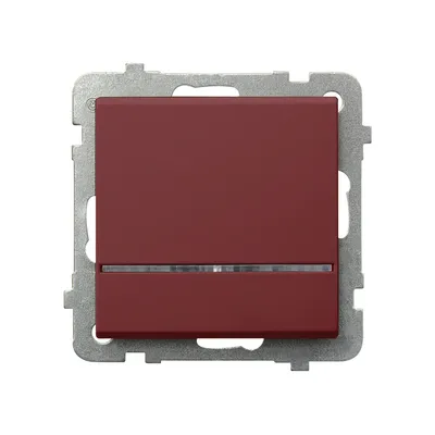 Łącznik jednobiegunowy z podświetleniem Ospel Sonata, kolor burgund, model ŁP-1RS/m/58