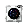 Regulator temperatury Wi-Fi Ospel Sonata RTE-1R/m/00 z wyświetlaczem, biały połysk, pokazujący 25.3°C i 46% wilgotności.