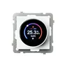 Regulator temperatury Wi-Fi Ospel Sonata RTE-1R/m/00 z wyświetlaczem, biały połysk, pokazuje 25.3°C i 46% wilgotności.