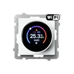 Regulator temperatury Wi-Fi z wyświetlaczem Ecru Sonata RTE-1R/m/27 marki Ospel, pokazujący aktualną temperaturę 25.3°C i wilgotność 46%.