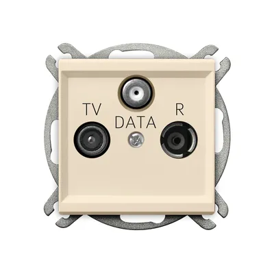 Gniazdo antenowe RTV-DATA Ospel Sonata w kolorze waniliowym, z wejściami TV, DATA i R.