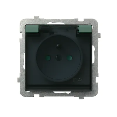 Gniazdo bryzgoszczelne IP-44 Malachit Ospel z przesłonami i dymną klapką, model GPH-1RZP/m/87/d