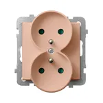Gniazdo podwójne z uziemieniem i przesłonami Ospel Morela Sonata, model GP-2RRAZP/m/88, do ramek Prestige 4mm.