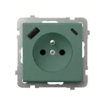 Gniazdo pojedyncze Ospel Malachit Sonata z ładowarką USB typu A+C, model GP-1RZPUSBAC/m/87, na białym tle.