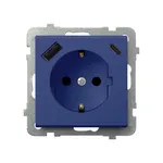 Gniazdo pojedyncze Schuko z ładowarką USB typu A+C Kobalt Sonata Ospel GP-1RSPUSBAC/m/86
