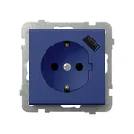 Gniazdo pojedyncze Schuko z ładowarką USB typu A Kobalt Sonata Ospel - GP-1RSPUSB/m/86
