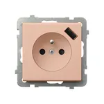 Gniazdo pojedyncze z ładowarką USB typu A Morela Sonata GP-1RZPUSB/m/88 producent Ospel, kolor morelowy, zintegrowany port USB.