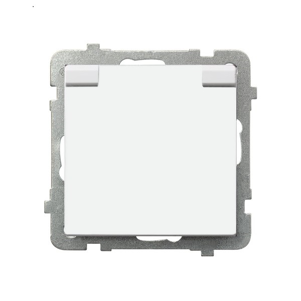 Gniazdo bryzgoszczelne z przesłonami IP-44 Biały połysk, klapka biała Sonata - GPH-1RZP/m/00/w