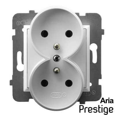 Gniazdo podwójne z uziemieniem do ramek Prestige Biały Aria - GP-2URAZ/m/00