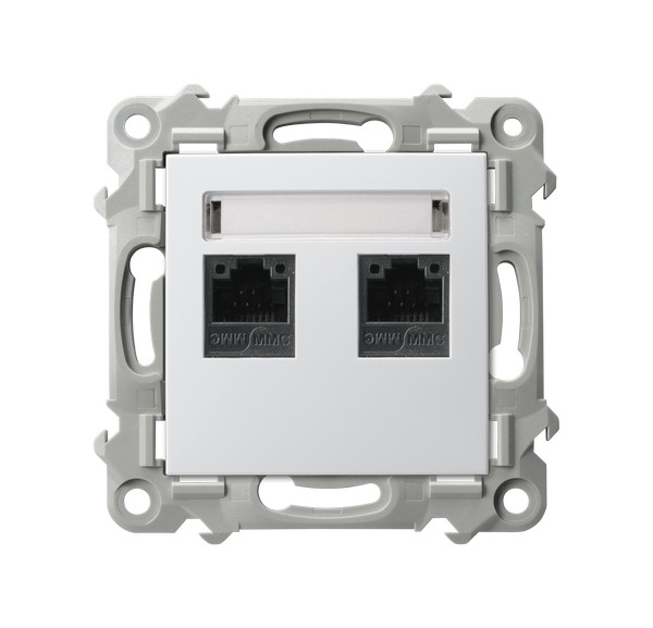 Gniazdo komputerowe podwójne RJ45, kat.5e Biały Szafir - GPK-2Z/K/m/00