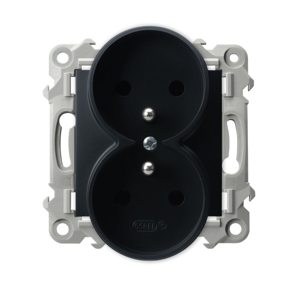 Gniazdo podwójne z uziemieniem Czarny matowy Szafir - GP-2ZRZ/m/33