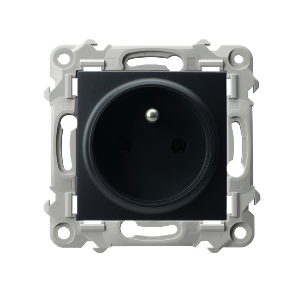 Gniazdo pojedyncze z uziemieniem Czarny matowy Szafir - GP-1ZZ/m/33